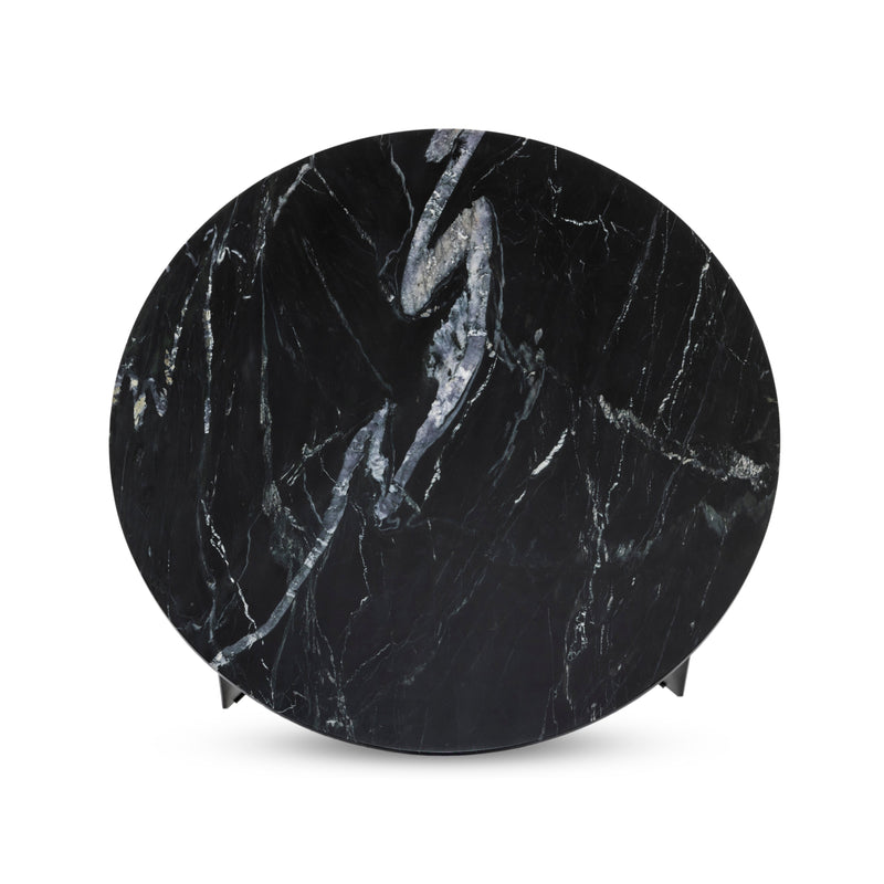 Marble Black Round Coffee Table With Iron | shipping 8/24/2025