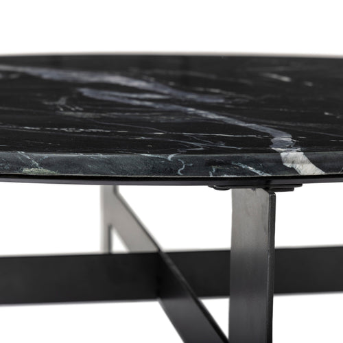 Marble Black Round Coffee Table With Iron | shipping 8/24/2025