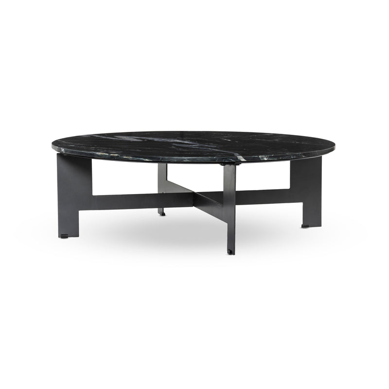 Marble Black Round Coffee Table With Iron | shipping 8/24/2025