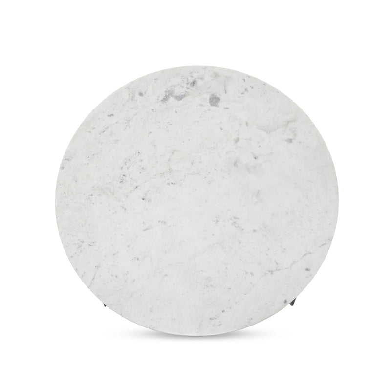 Marble Polished White Marble Round Coffee Table With Iron | ready to ship!