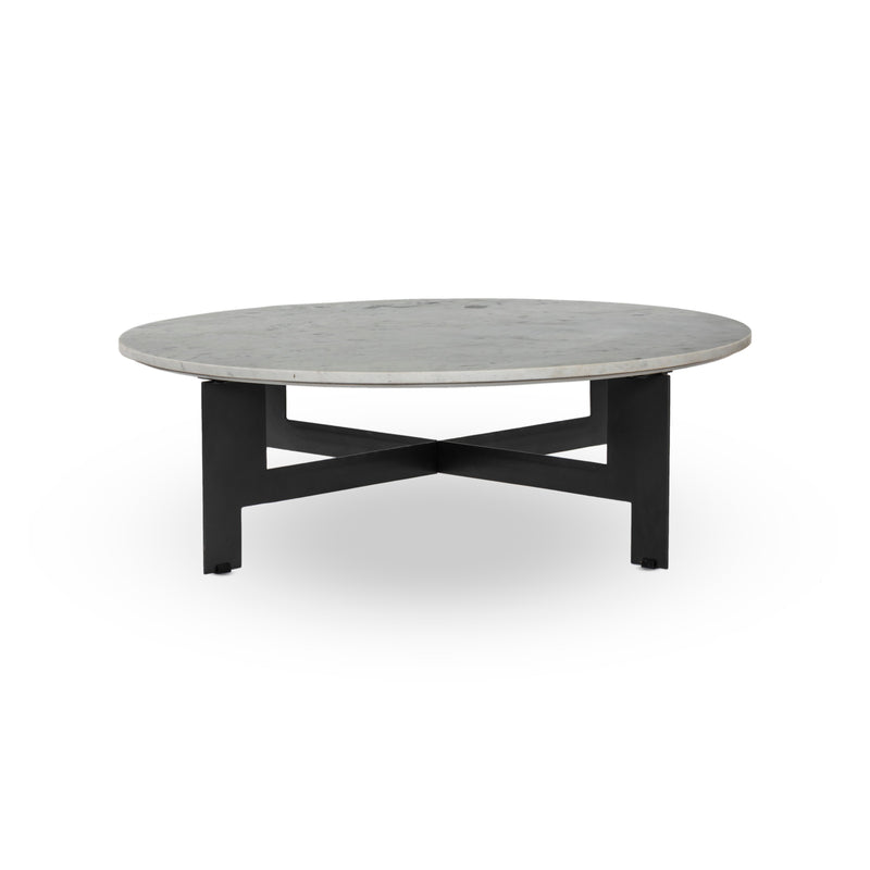 Marble Polished White Marble Round Coffee Table With Iron | ready to ship!
