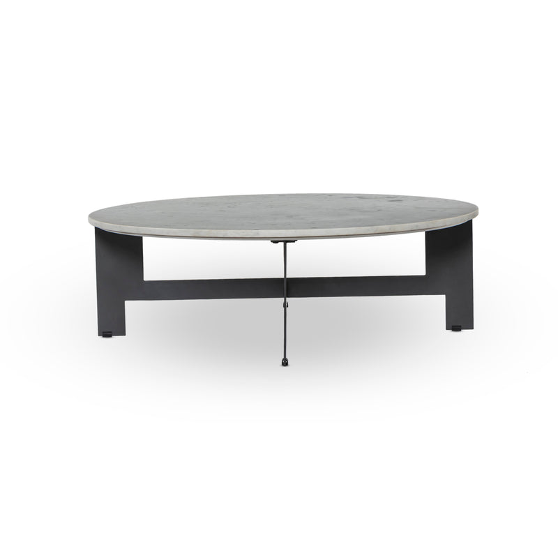 Marble Polished White Marble Round Coffee Table With Iron | ready to ship!