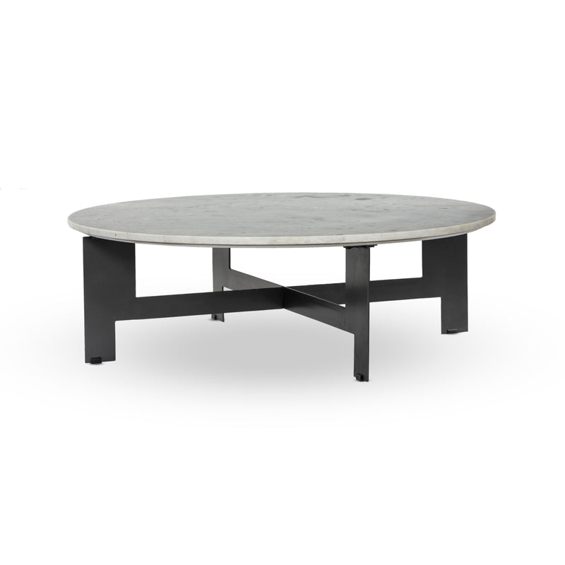 Marble Polished White Marble Round Coffee Table With Iron | ready to ship!
