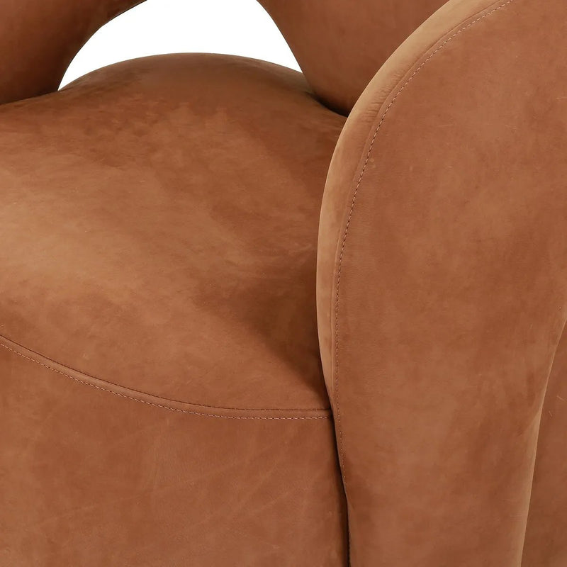 Mazie Nubuck Cognac Swivel Chair | ready to ship!