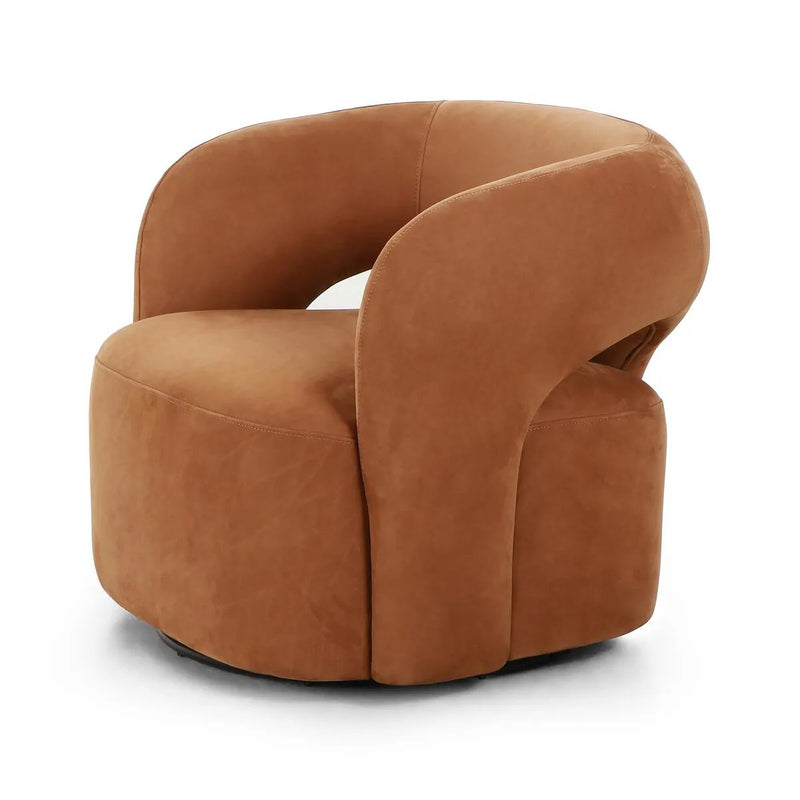 Mazie Nubuck Cognac Swivel Chair | ready to ship!