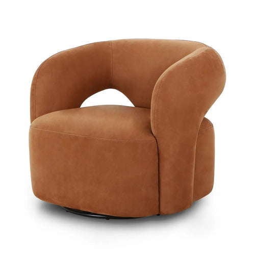 Mazie Nubuck Cognac Swivel Chair | ready to ship!
