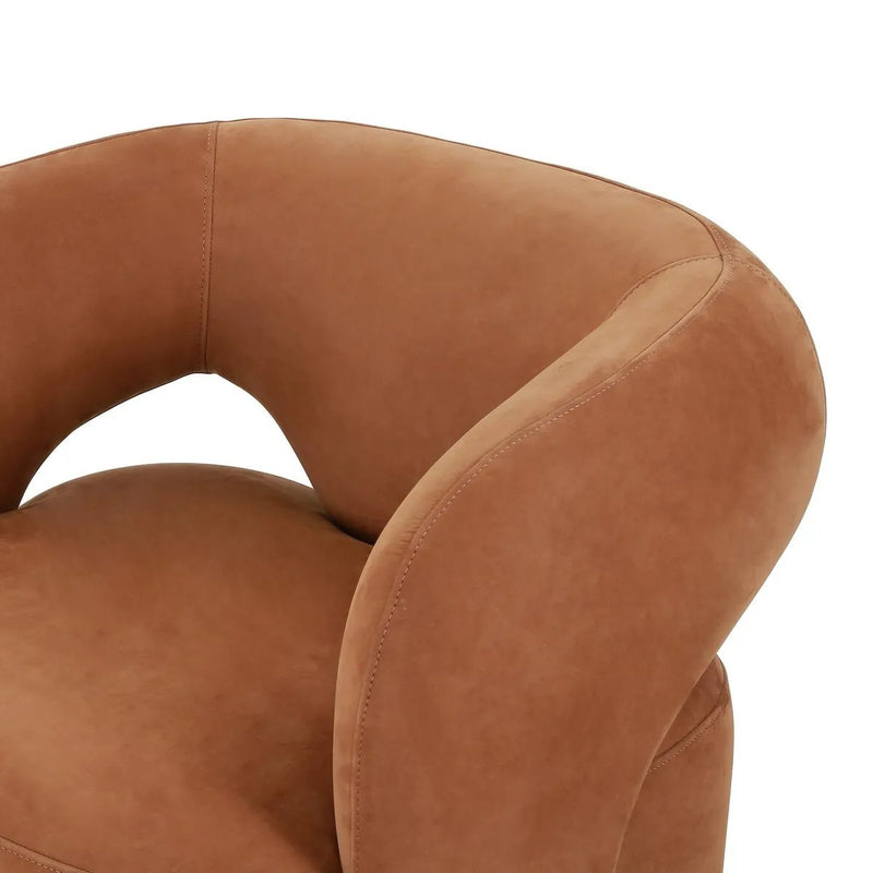 Mazie Nubuck Cognac Swivel Chair | ready to ship!