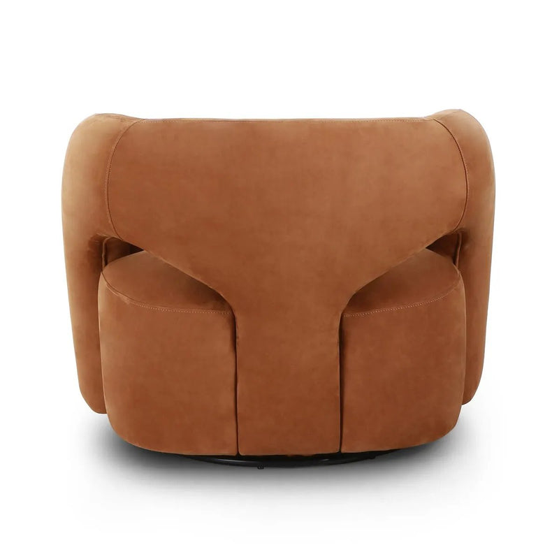 Mazie Nubuck Cognac Swivel Chair | ready to ship!