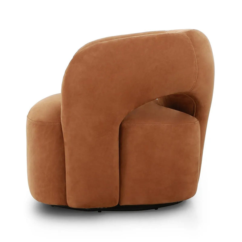 Mazie Nubuck Cognac Swivel Chair | ready to ship!