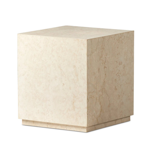 Oakland Cream Marble Square Outdoor End Table | ready to ship!