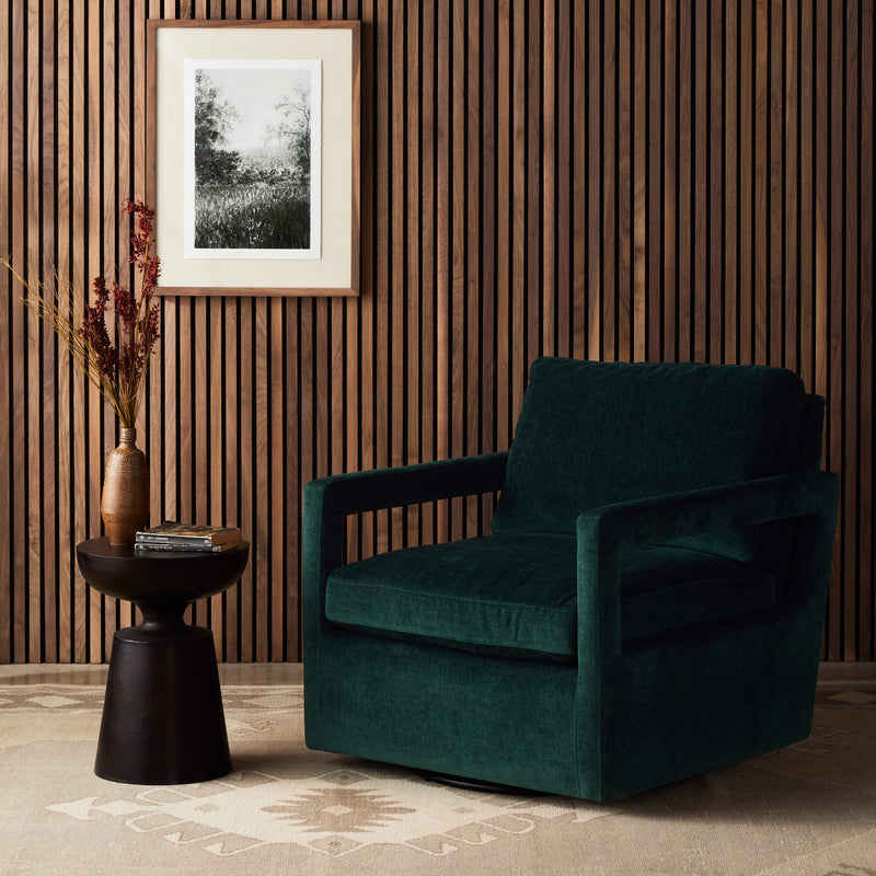 Olson Emerald Worn Velvet Swivel Chair | ready to ship!