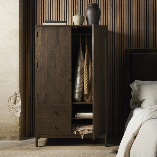 Ophelia Aged Brown Armoire | shipping 5/26/2025