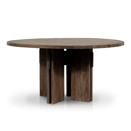 Railay Stained Toasted Brown Round Outdoor Dining Table | ready to ship!