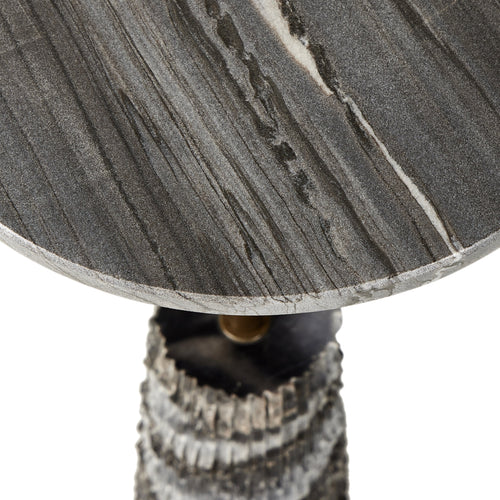 Raven Ribbed Ebony Marble End Table | shipping 7/27/2025