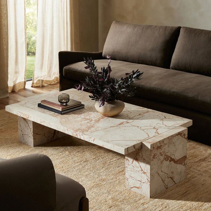 Romano Desert Taupe Marble Coffee Table | shipping 7/4/2025