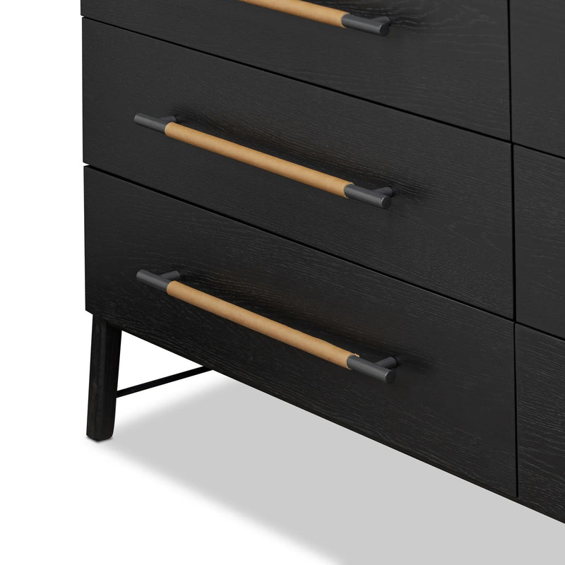 Rosedale Ebony Oak Veneer 8 Drawer Dresser | shipping 7/14/2025