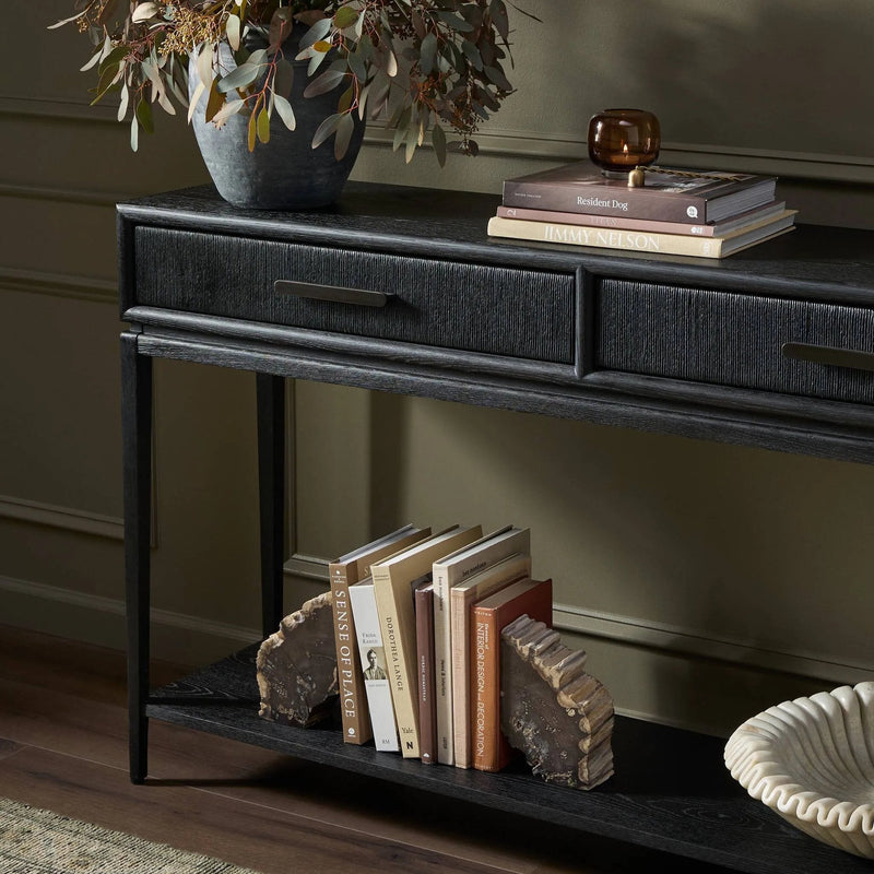 Rosenell Black Oak Veneer Console Table 60" | ready to ship!