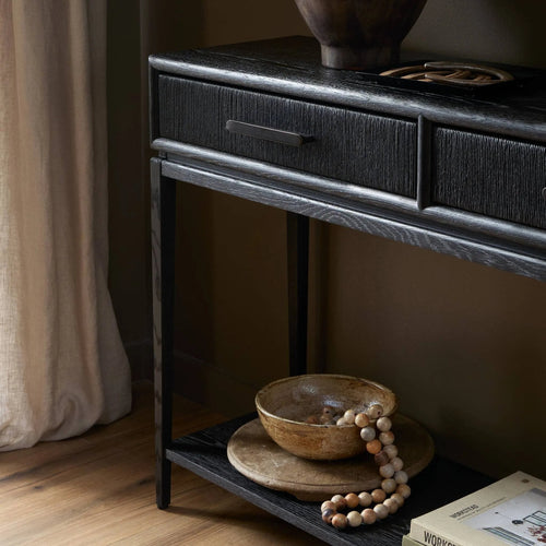 Rosenell Black Oak Veneer Console Table 78" | ready to ship!