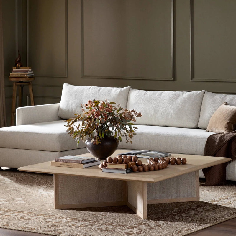 Rosenell Natural Oak Veneer Square Coffee Table | ready to ship!