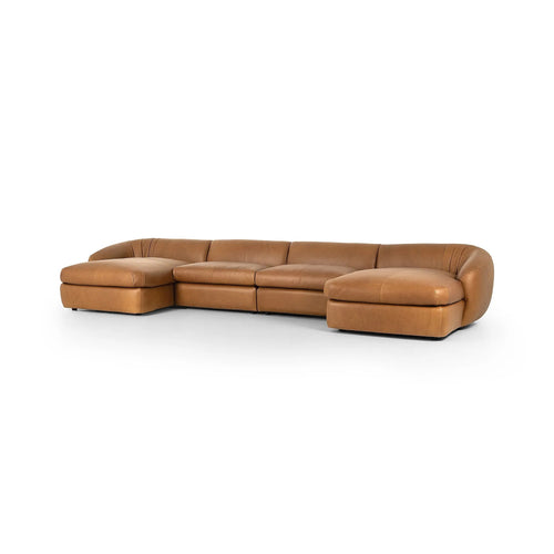 Saldana Lorento Cognac 4Pc Double Chaise | shipping 11/20/2025