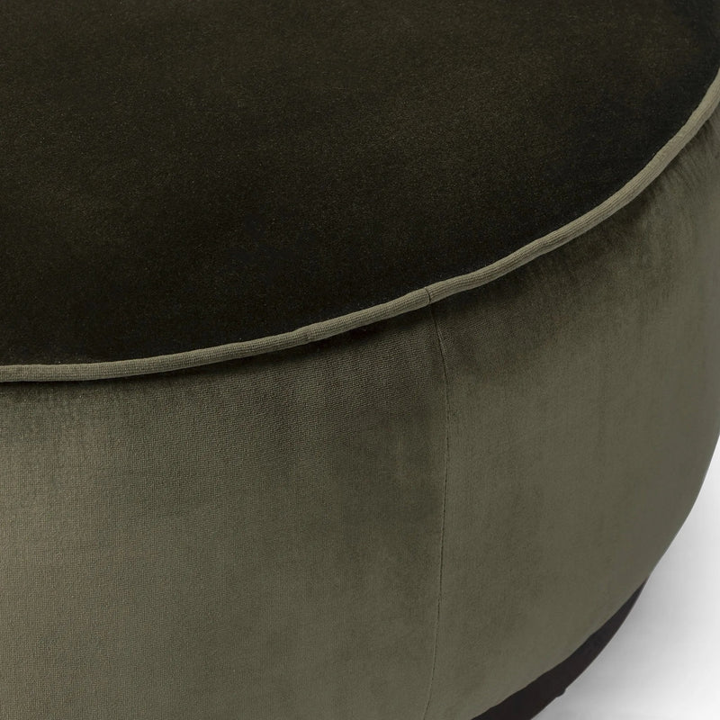 Sinclair Surrey Olive Large Round Ottoman | ready to ship!