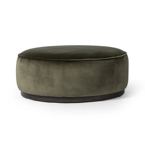 Sinclair Surrey Olive Large Round Ottoman | ready to ship!