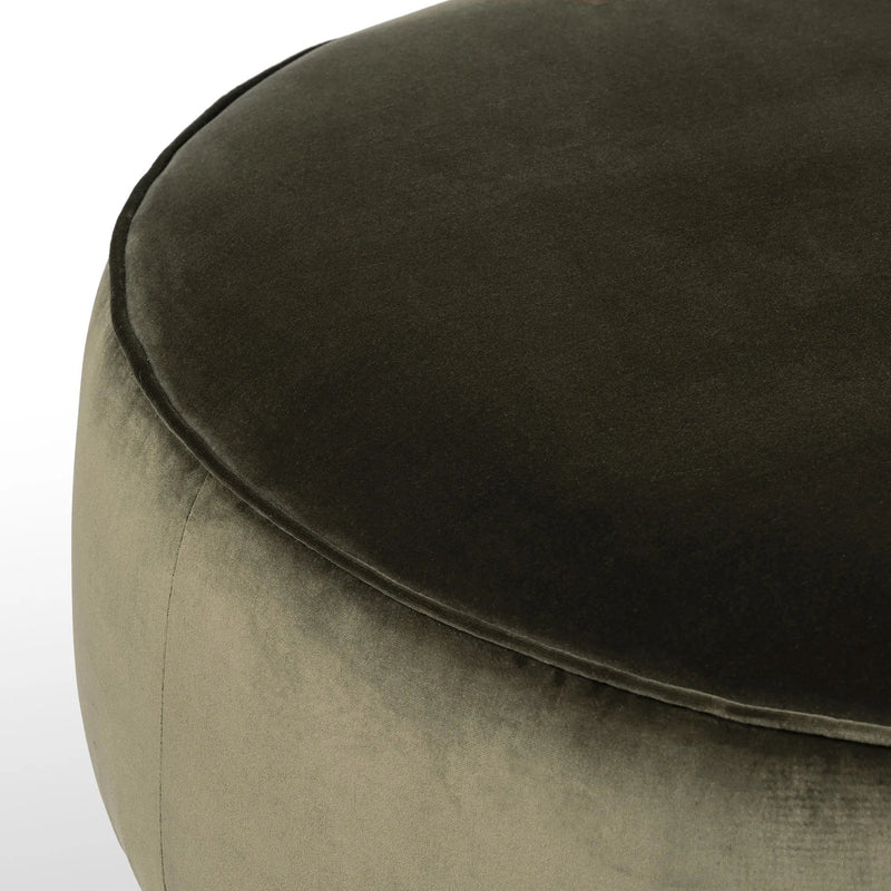 Sinclair Surrey Olive Large Round Ottoman | ready to ship!