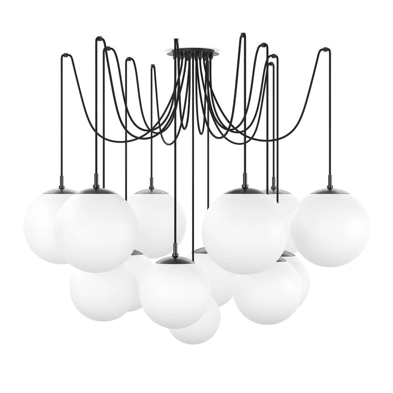 Spider Black Gunmetal Opal Matte Glass Cord Chandelier | ready to ship!