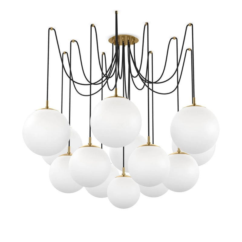 Spider Burnished Brass Opal Matte Glass Cord Chandelier | ready to ship!