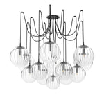 Spider Black Gunmetal Clear Ribbon Glass Cord Chandelier | ready to ship!