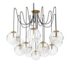 Spider Burnished Brass Clear Ribbon Glass Cord Chandelier | ready to ship!