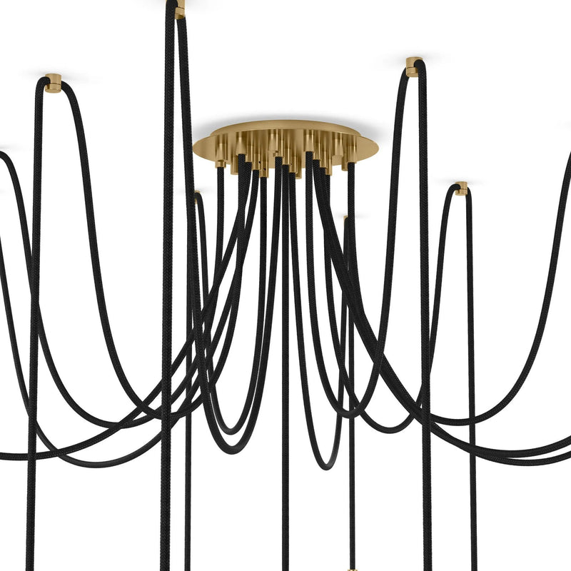Spider Burnished Brass Clear Ribbon Glass Cord Chandelier | ready to ship!
