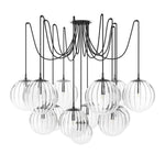 Spider Black Gunmetal Clear Ribbon Glass Cord Chandelier | ready to ship!