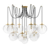 Spider Burnished Brass Clear Ribbon Glass Cord Chandelier | ready to ship!