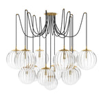 Spider Burnished Brass Clear Ribbon Glass Cord Chandelier | ready to ship!