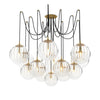Spider Burnished Brass Clear Ribbon Glass Cord Chandelier | ready to ship!