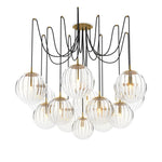 Spider Burnished Brass Clear Ribbon Glass Cord Chandelier | ready to ship!