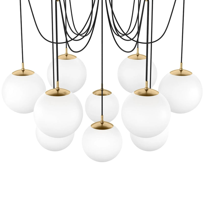 Spider Burnished Brass Opal Matte Glass Cord Chandelier | ready to ship!