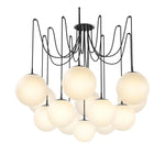 Spider Black Gunmetal Opal Matte Glass Cord Chandelier | ready to ship!