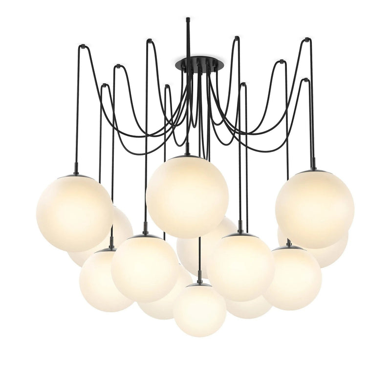 Spider Black Gunmetal Opal Matte Glass Cord Chandelier | ready to ship!