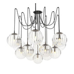 Spider Black Gunmetal Clear Ribbon Glass Cord Chandelier | ready to ship!