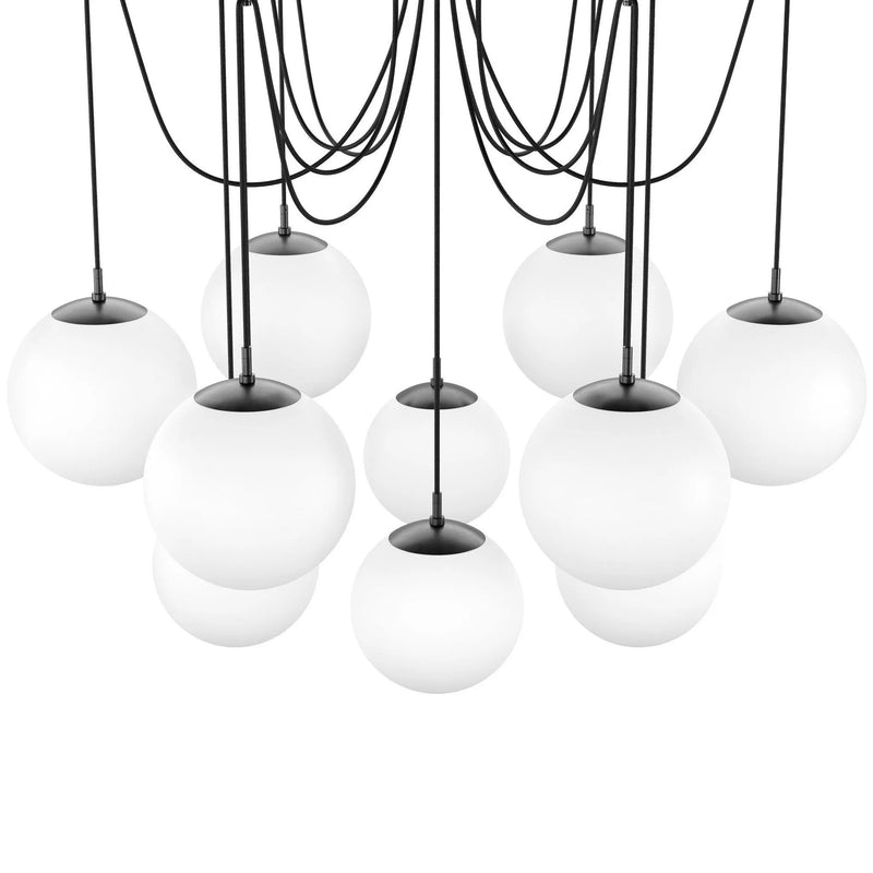 Spider Black Gunmetal Opal Matte Glass Cord Chandelier | ready to ship!