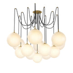 Spider Burnished Brass Opal Matte Glass Cord Chandelier | ready to ship!