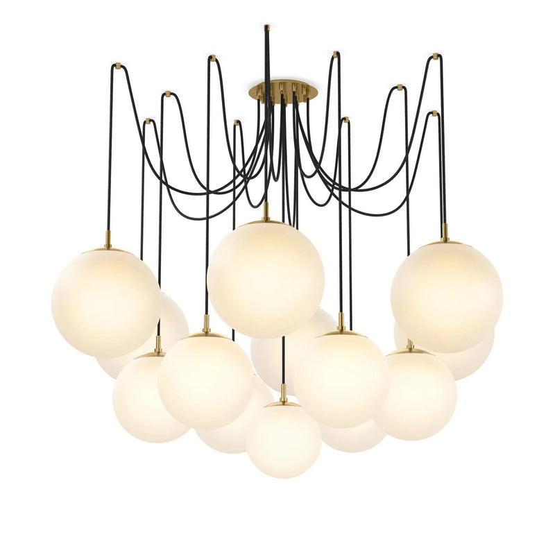 Spider Burnished Brass Opal Matte Glass Cord Chandelier | ready to ship!