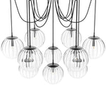 Spider Black Gunmetal Clear Ribbon Glass Cord Chandelier | ready to ship!