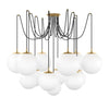 Spider Burnished Brass Opal Matte Glass Cord Chandelier | ready to ship!