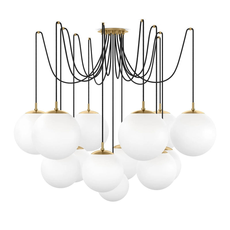 Spider Burnished Brass Opal Matte Glass Cord Chandelier | ready to ship!