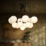 Spider Black Gunmetal Opal Matte Glass Cord Chandelier | ready to ship!