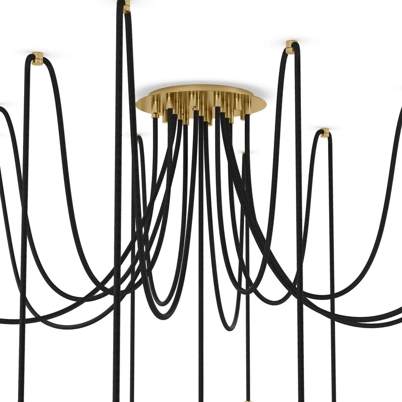 Spider Burnished Brass Opal Matte Glass Cord Chandelier | ready to ship!