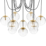 Spider Burnished Brass Clear Ribbon Glass Cord Chandelier | ready to ship!